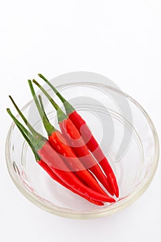 Red chilli in glass bowl