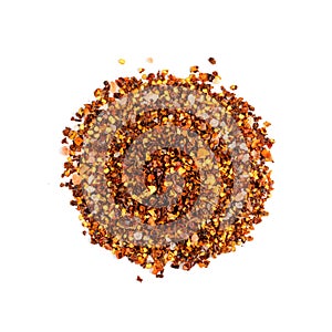 Red Chilli Pepper Flakes with Seeds Isolated