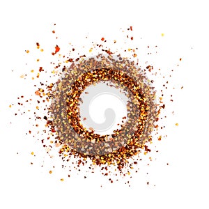 Red Chilli Pepper Flakes with Seeds Texture Background