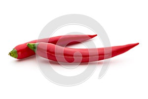 Red chilli pepper isolated on a white background.