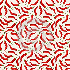 Red chilli pepper seamless pattern on white background