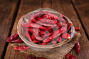 Red Chillis (dried, selective focus) photo