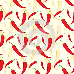 Red Chilly Pepper Seamless Pattern Vector