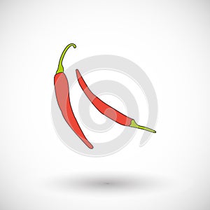 Red chilly peppers, icon with round shadow