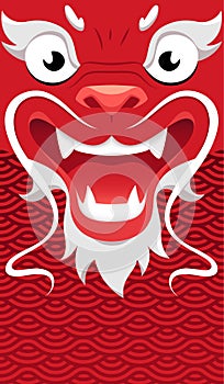 Red Chinese 2024 New Year Symbol. Vector Poster with Red Dragon Face