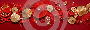 Red Chinese background with gold decorations