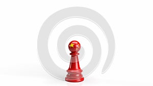 The red Chinese chess on white background  for business concept 3d rendering