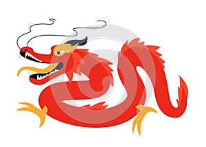 Red Chinese dragon - modern flat design style single isolated image