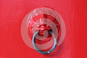 Red Chinese Knock door. photo