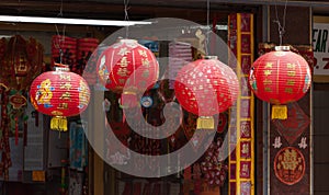 Red chinese lamp in Chinatown in New York