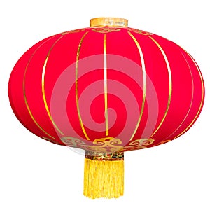 Red Chinese Lantern on white Background.