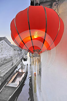 Red Chinese Lantern in Zhou Zhuang photo