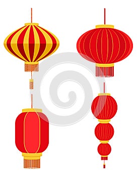 red chinese lanterns for holiday and festival decoration for design stock vector illustration