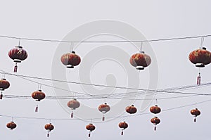 Red Chinese lanterns pattern hanging