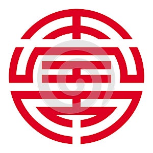 Red chinese longevity symbol