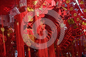 Red Chinese traditional decorative knots with tassels