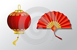 Red Chinese traditional paper lantern photo