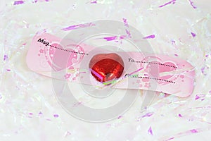 Red chocolate hearts candies