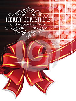 Red Christmas background with bow