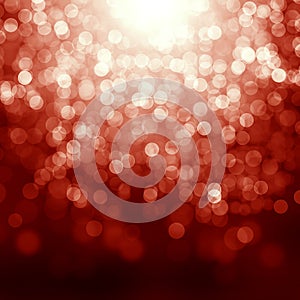 Red christmas background with defocused lights