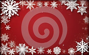 Red Christmas background. Merry Christmas snowflake background with space for your wishes. Modern holiday illustration