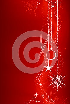 Red Christmas background with ornaments