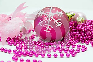 Red Christmas Ball and Pink Christmas-Tree Decorations