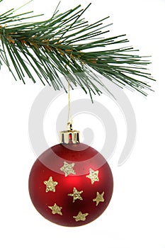 Red Christmas ball with stars