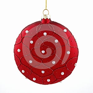 Red christmas ball toy on white background