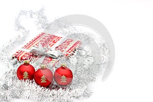 red christmas ball on white background