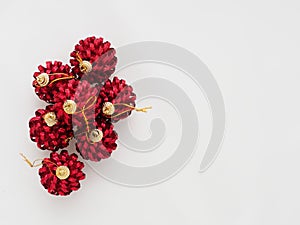 Red Christmas ball on white background