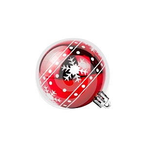 Red Christmas ball on a white background. Christmas Ornament with Clipping path and isolated on white
