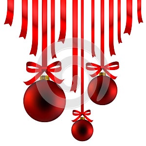 Red Christmas balls and ribbon
