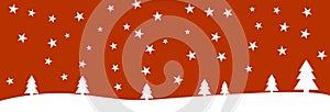 Red christmas banner with stars