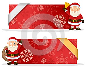 Red Christmas Banners with Santa Claus