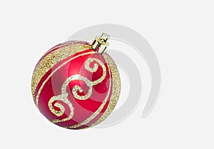 Red Christmas bauble with gold pattern