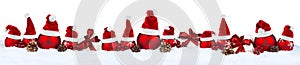 Red christmas bauble row santa hat