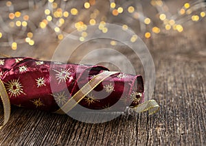 Red christmas with bokeh lights