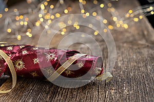 Red christmas with bokeh lights