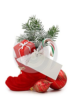 Red Christmas boot with gift