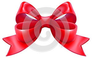 Red christmas bow ribbon. decorative ornament symbol christmas and new year