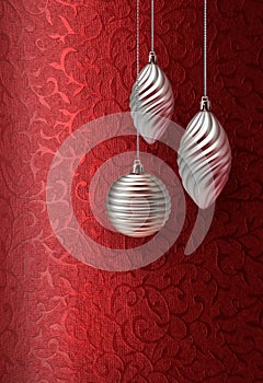 Red Christmas brocade silver decoration