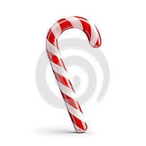 Red christmas candy cane isolated on white