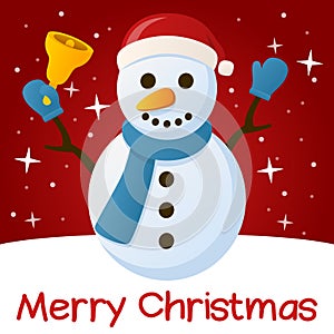Red Christmas Card Snowman