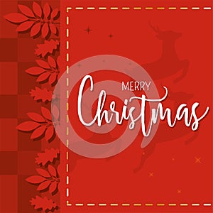 Red christmas colored invitational card Vector