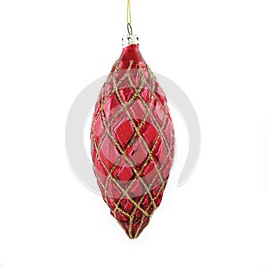 Red christmas cone toy on white background