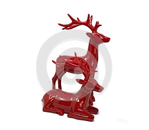 Red Christmas Couple Reindeers. Photo image