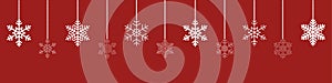 red christmas decoration banner red background with snowflake