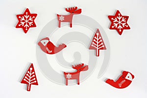 Red Christmas decorations, Winter festive background