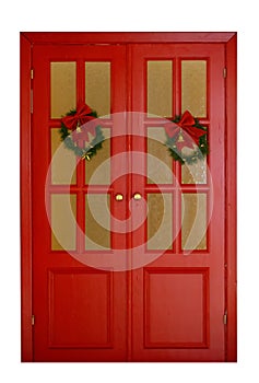 Red Christmas doors